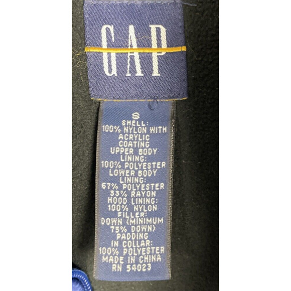 Gap Vest Men Small Blue Down Filled Puffer Zip Out Hood Pockets Gorpcore - Picture 10 of 16